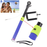 Wired 3.5mm With Sponge Anti Slip Remote Extendable Shutter Selfie Monopod Stick Multi Color - Black - Tripods & Monopods - Althemax - 2