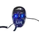 Black Scary Cool Skull Skeleton Shaped Telephone Corded Phone with Blue Led Flashing Eyes Halloween Gifts - Telephone - Althemax - 4