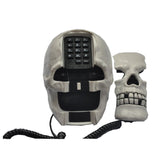White Scary Cool Skull Skeleton Shaped Telephone Corded Phone with Blue Led Flashing Eyes Halloween Gifts - Telephone - Althemax - 4