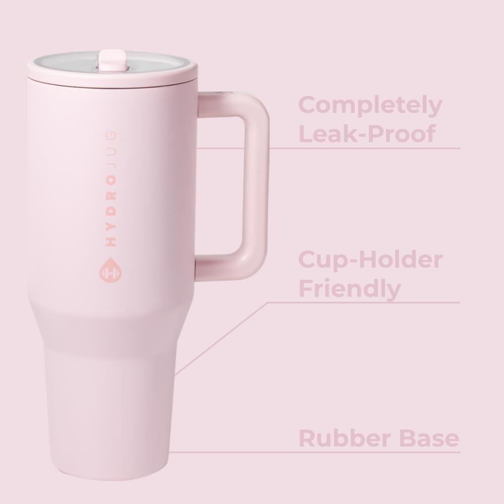 HydroJug Traveler 32oz, Insulated Tumbler with Handle & Straw, Pink Sand image 17