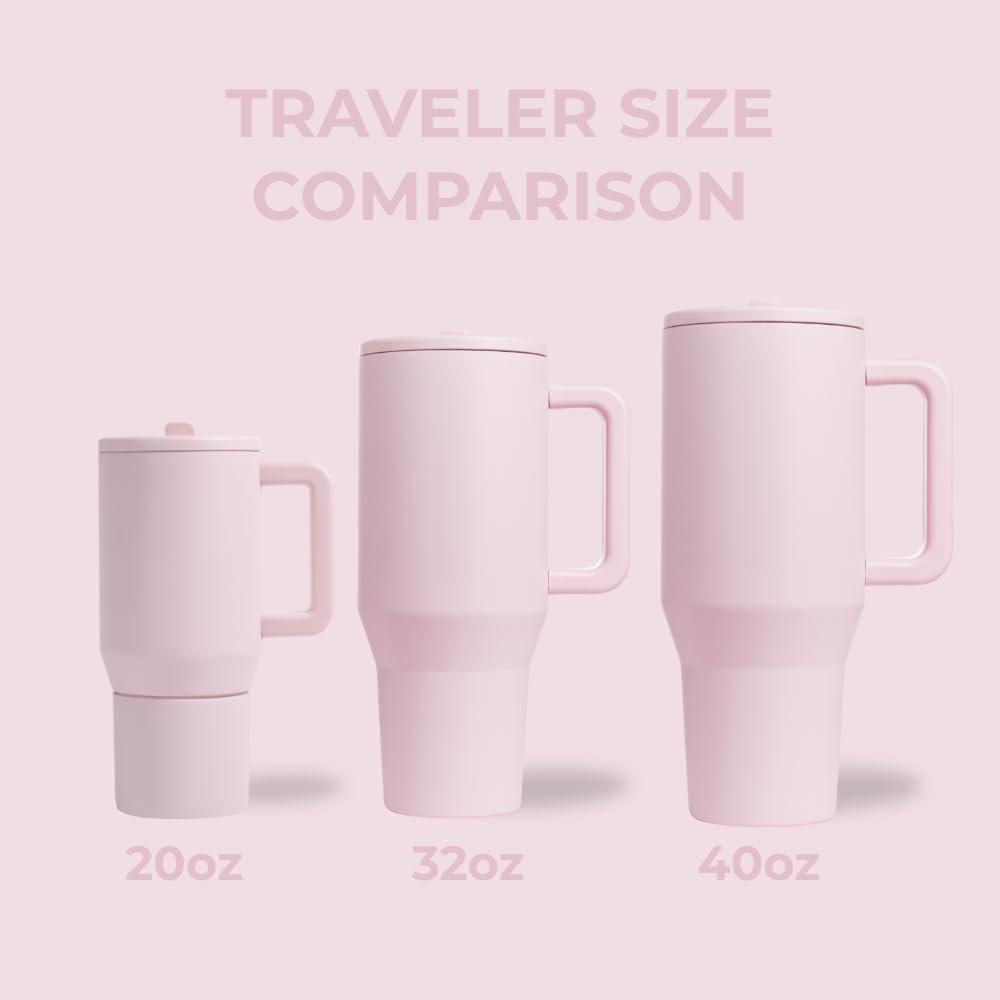 HydroJug Traveler 32oz, Insulated Tumbler with Handle & Straw, Pink Sand image 19