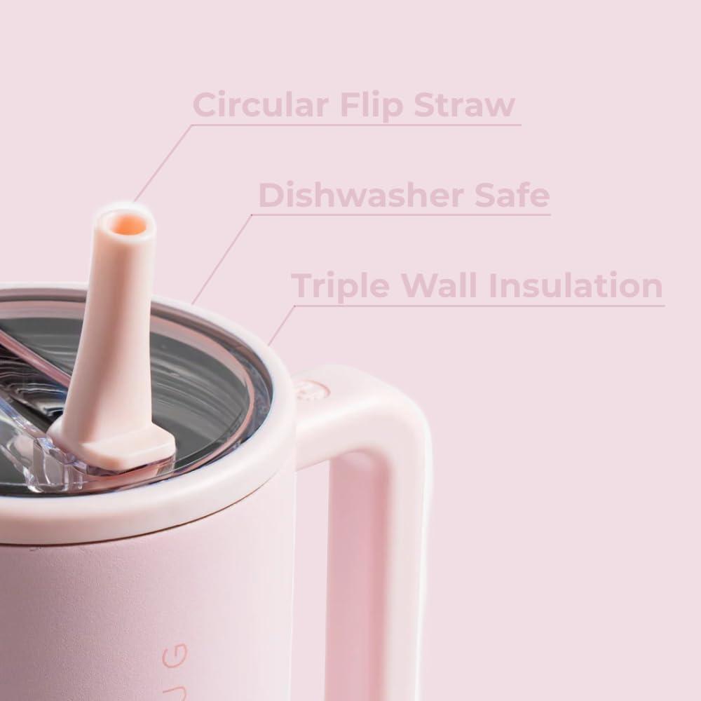 HydroJug Traveler 32oz, Insulated Tumbler with Handle & Straw, Pink Sand image 18