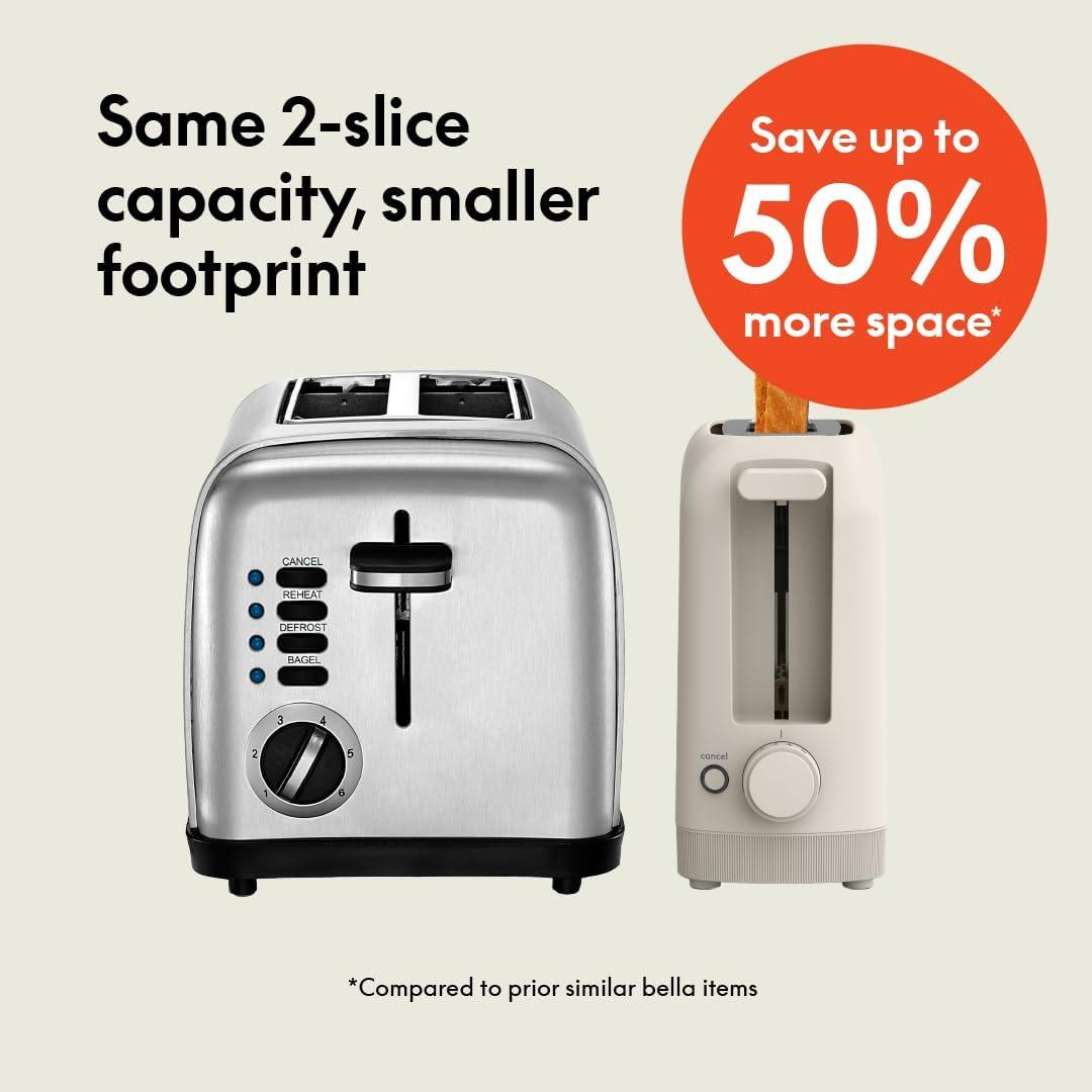 bella 2 Slice Slim Toaster, Fits-anywhere™ Kitchenware, 6 Setting Shade Control with Reheat & Cancel Buttons, Fits sourdough, 10” Long Slot, Anti Jam & Auto Shutoff, 900 Watt, Oatmilk image 17