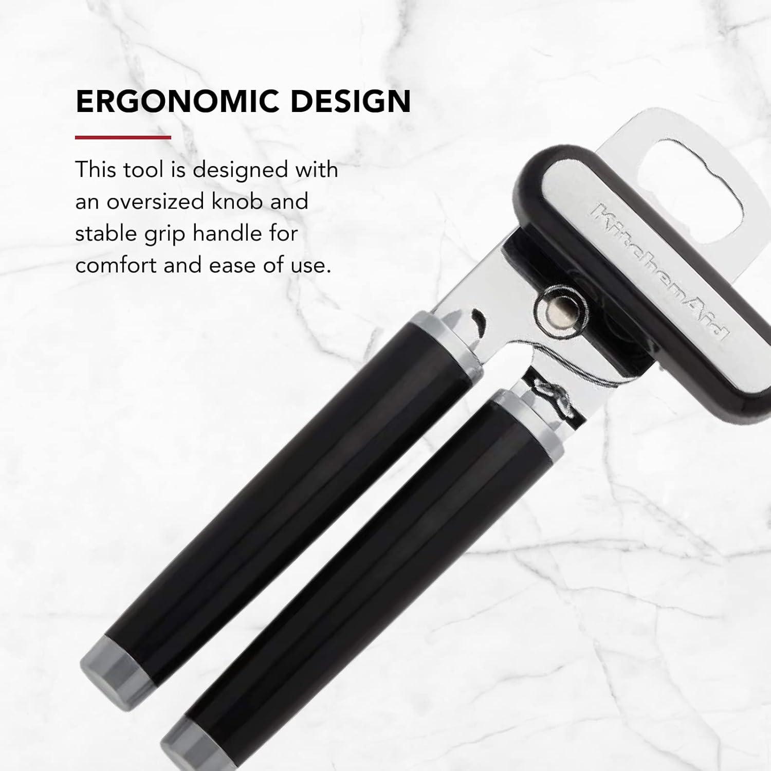 KitchenAid Classic Multifunction Can Opener and Bottle Opener Easy to Use, Razor Sharp Stainless Steel Cutting Wheel, Soft Ergonomic Handles, Black image 21