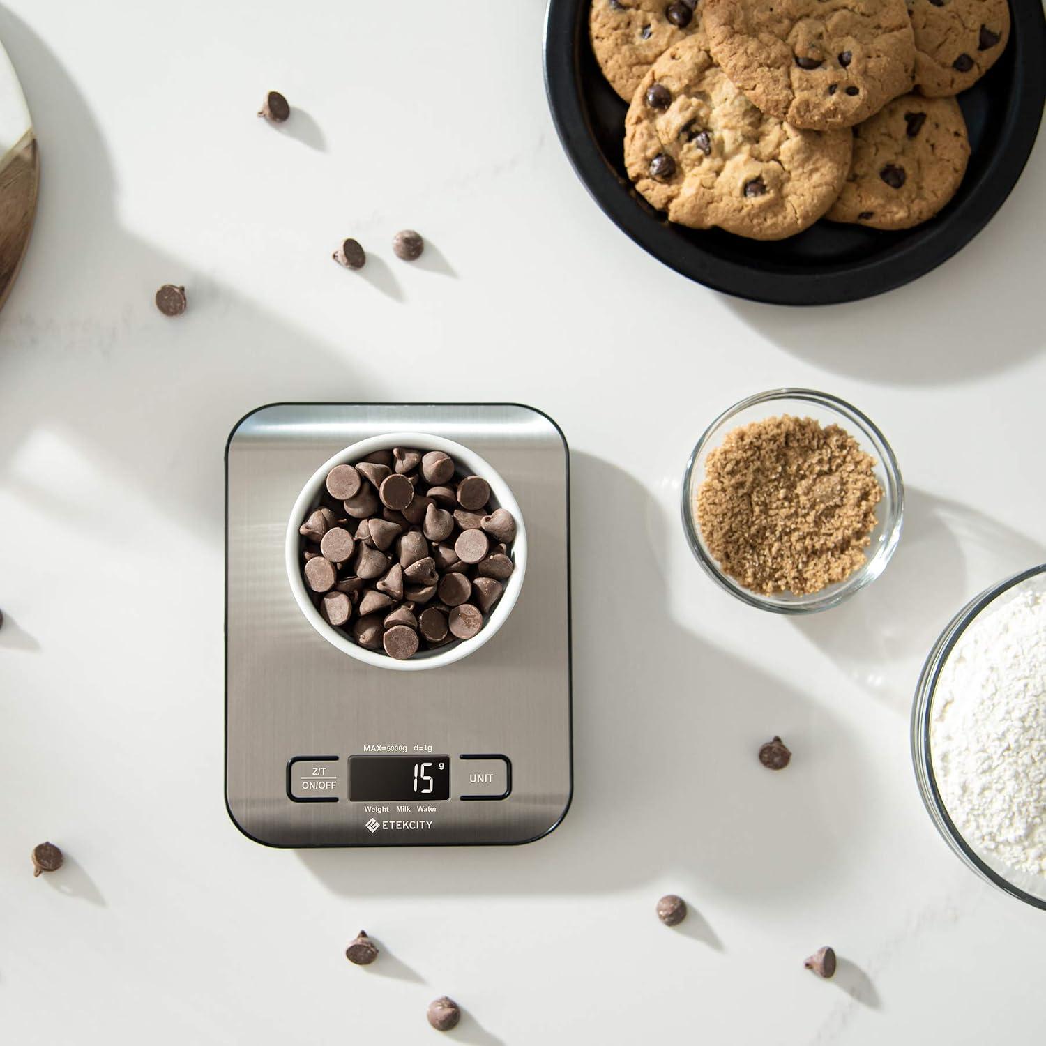 Etekcity Food Kitchen Scale, Digital Grams and Ounces for Weight Loss, Baking, Cooking, Keto and Meal Prep, LCD Display, Medium, 304 Stainless Steel image 27