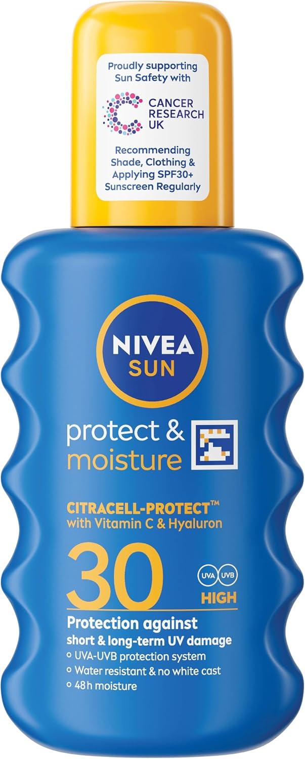 NIVEA SUN Protect & Moisture Sun Spray SPF 50+ (200ml), Moisturising Suncream Spray with Vitamin C and Hyaluron, Immediate UVA/UVB Protection, Fast-Absorbing No White Cast Formula image 19