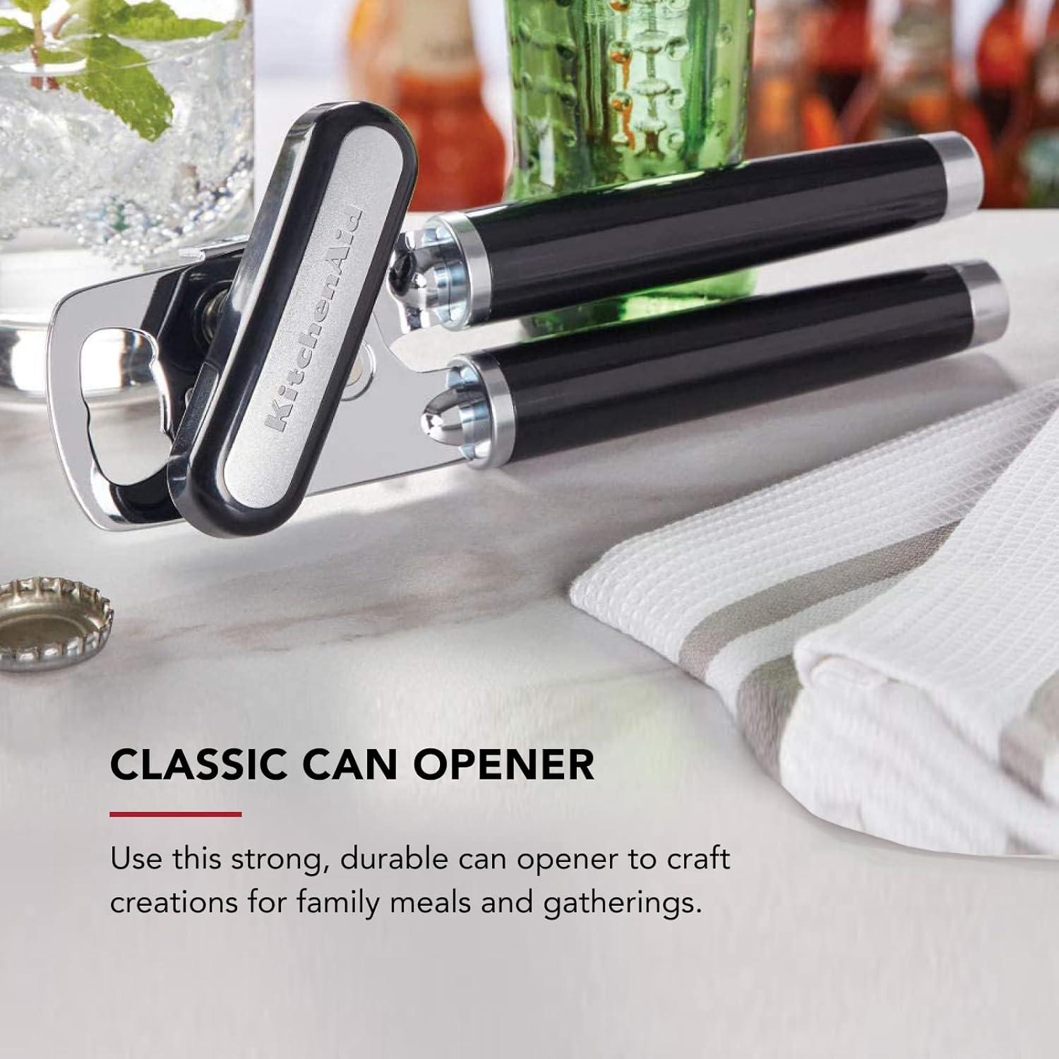 KitchenAid Classic Multifunction Can Opener and Bottle Opener Easy to Use, Razor Sharp Stainless Steel Cutting Wheel, Soft Ergonomic Handles, Black image 17