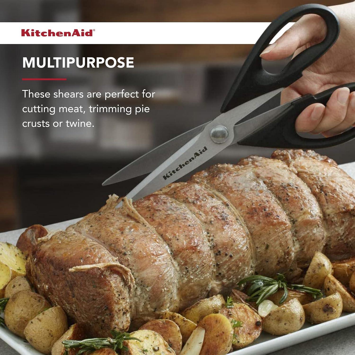 KitchenAid All Purpose Kitchen Shears with Protective Sheath Durable Stainless Steel Scissors, Dishwasher Safe, Soft Grip Comfort Handle, 8.72 Inch, Black image 20