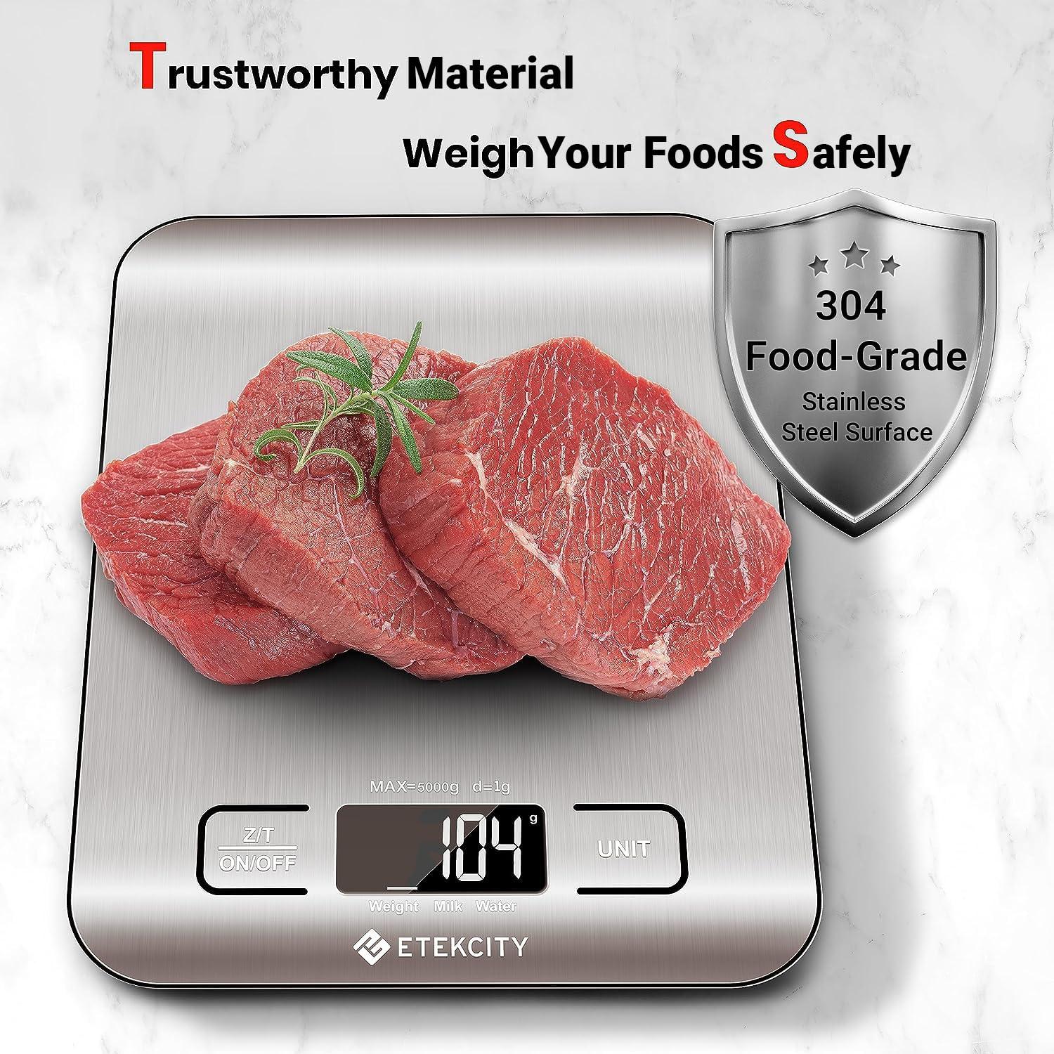 Etekcity Food Kitchen Scale, Digital Grams and Ounces for Weight Loss, Baking, Cooking, Keto and Meal Prep, LCD Display, Medium, 304 Stainless Steel image 22