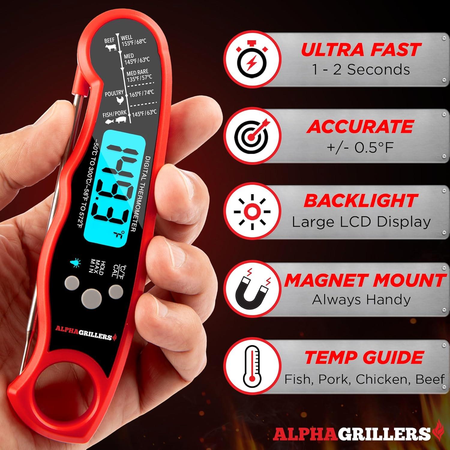 Alpha Grillers Meat Thermometer Digital – Instant Read Food Thermometer for Cooking & Grilling – Professional Kitchen Birthday Gifts for Men, Him, Dad, Husband, Boyfriend image 8