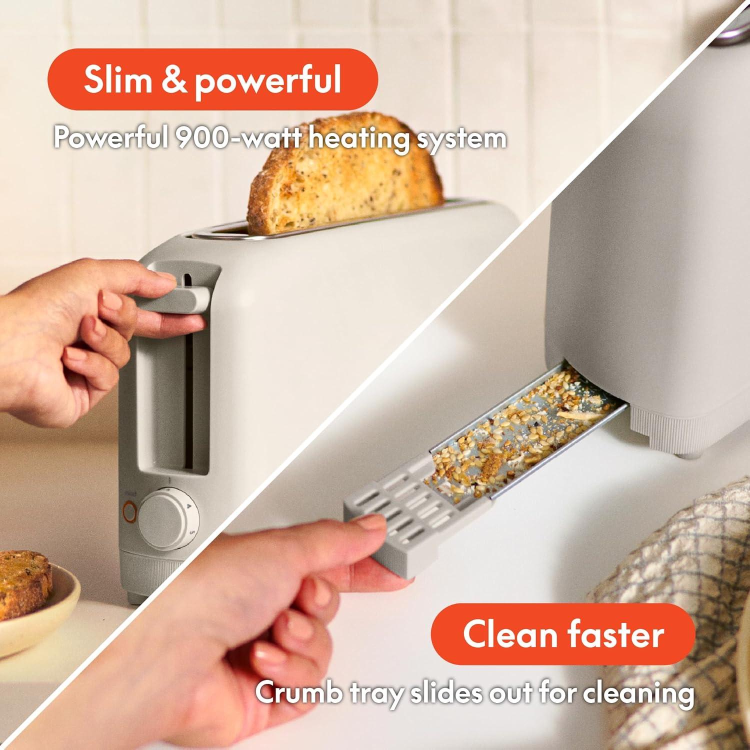 bella 2 Slice Slim Toaster, Fits-anywhere™ Kitchenware, 6 Setting Shade Control with Reheat & Cancel Buttons, Fits sourdough, 10” Long Slot, Anti Jam & Auto Shutoff, 900 Watt, Oatmilk image 20