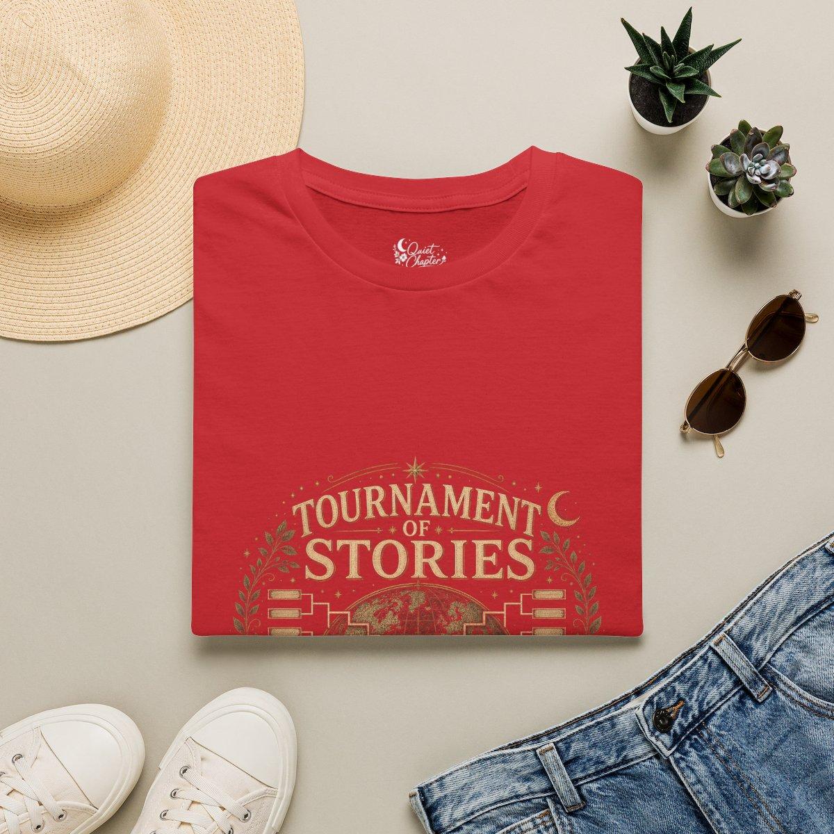 Tournament Of Stories Shirt, Book Lover Football T-Shirt, Global Reader Tournament Tee, Quiet Chapter Apparel - Red