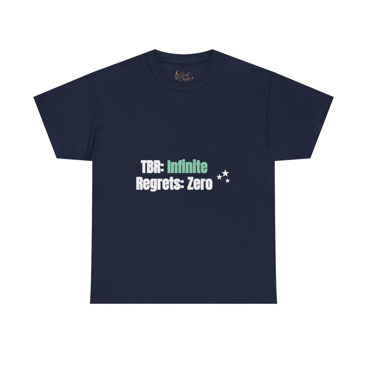 TBR Infinite Regrets Zero Shirt, Funny Book Lover T-Shirt, Reader Gift Tee, Bookish Dark Academia Tee - navy