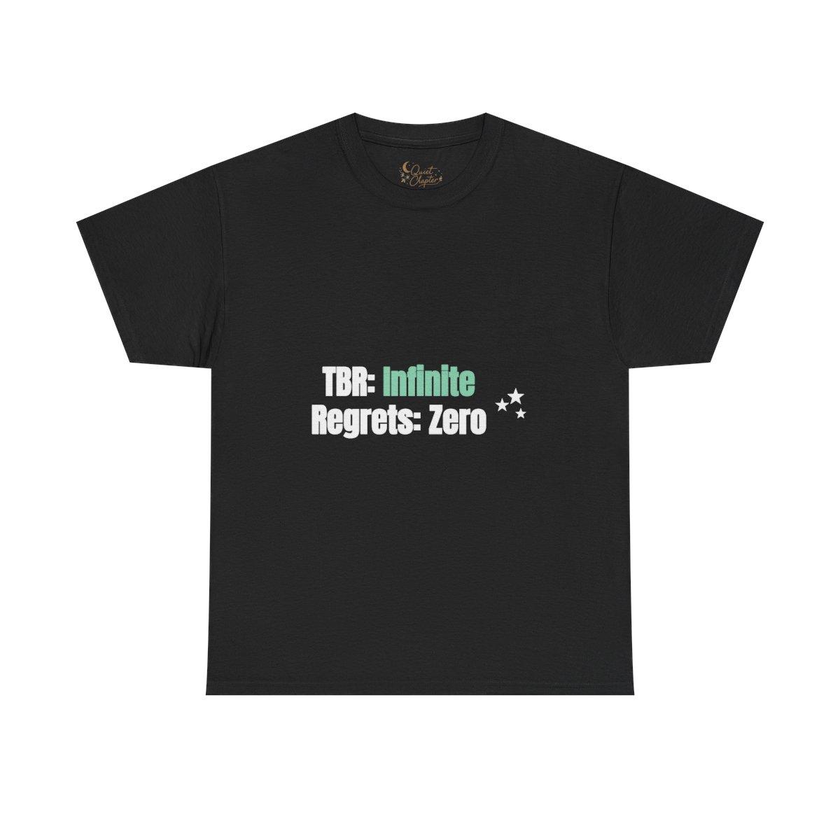 TBR Infinite Regrets Zero Shirt, Funny Book Lover T-Shirt, Reader Gift Tee, Bookish Dark Academia Tee - black