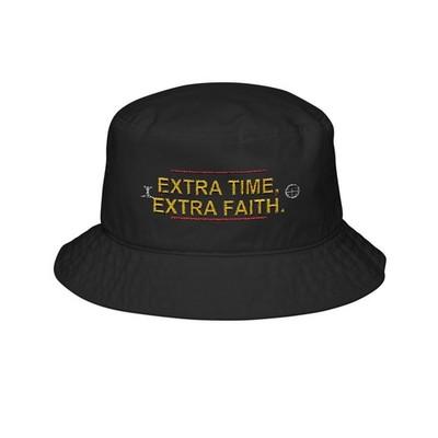 Extra Time Extra Faith Embroidered Bucket Hat, World Football Tournament Match Day Hat, Quiet Chapter Apparel - Black