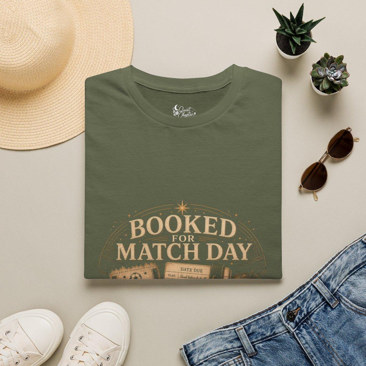 Booked For Match Day Shirt, Book Lover Football T-Shirt, Global Tournament Reader Tee, Quiet Chapter Apparel - Military Green