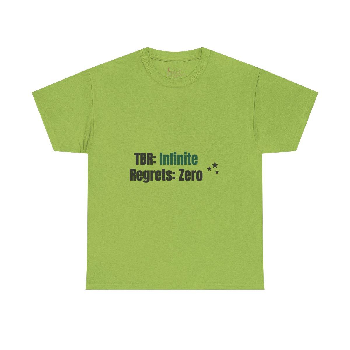 TBR Infinite Regrets Zero Shirt, Funny Book Lover T-Shirt, Reader Gift Tee, Bookish Dark Academia Tee - kiwi