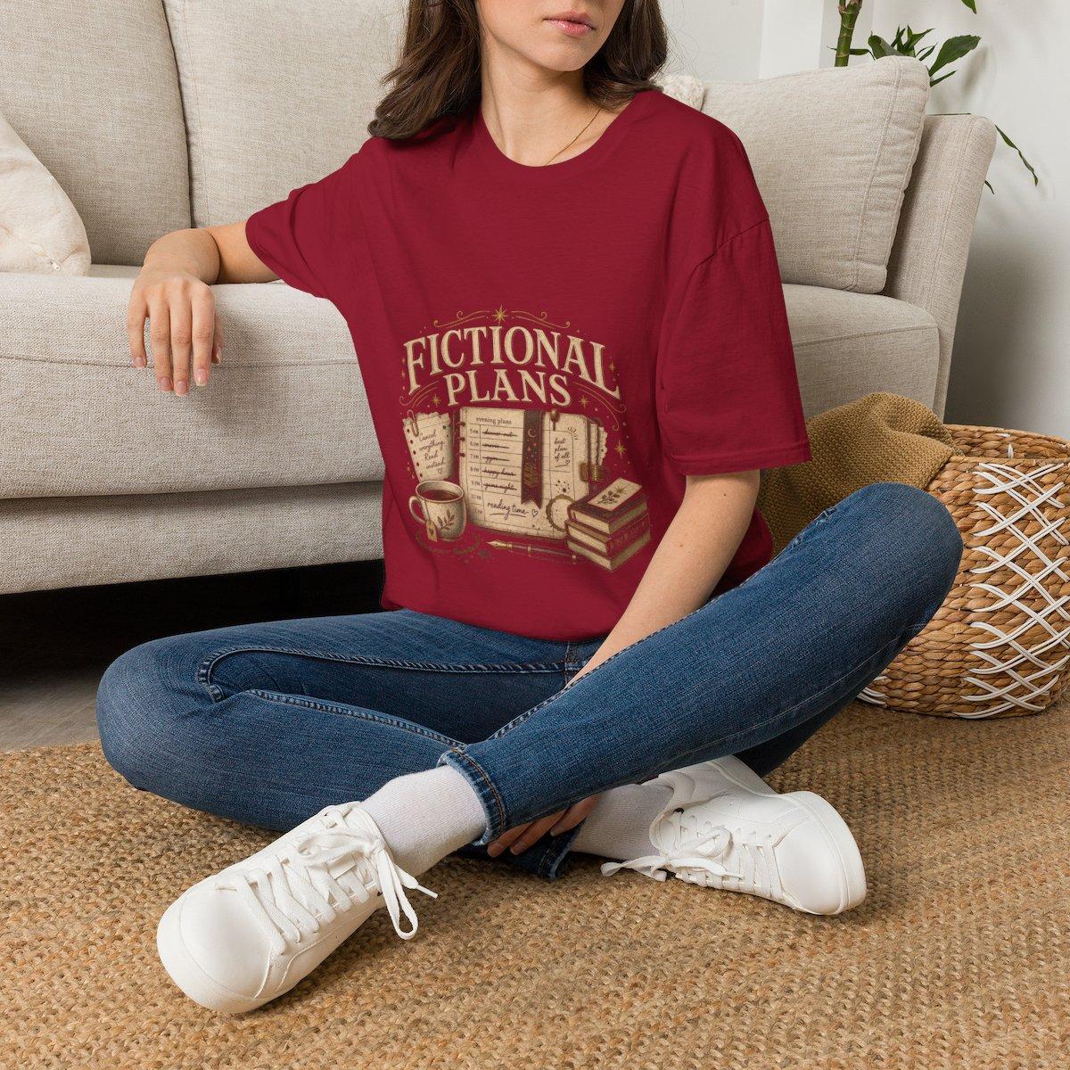 Fictional Plans Shirt, Book Lover T-Shirt, Reader Planning Tee, Book Club Gift for Readers, Quiet Chapter Apparel - Cardinal Red