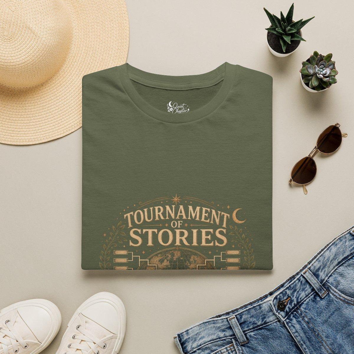 Tournament Of Stories Shirt, Book Lover Football T-Shirt, Global Reader Tournament Tee, Quiet Chapter Apparel - Military Green