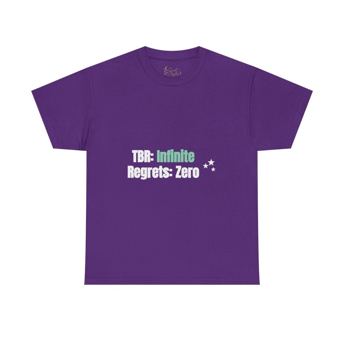 TBR Infinite Regrets Zero Shirt, Funny Book Lover T-Shirt, Reader Gift Tee, Bookish Dark Academia Tee - purple