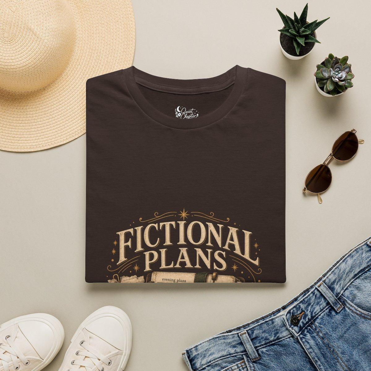 Fictional Plans Shirt, Book Lover T-Shirt, Reader Planning Tee, Book Club Gift for Readers, Quiet Chapter Apparel - Dark Chocolate