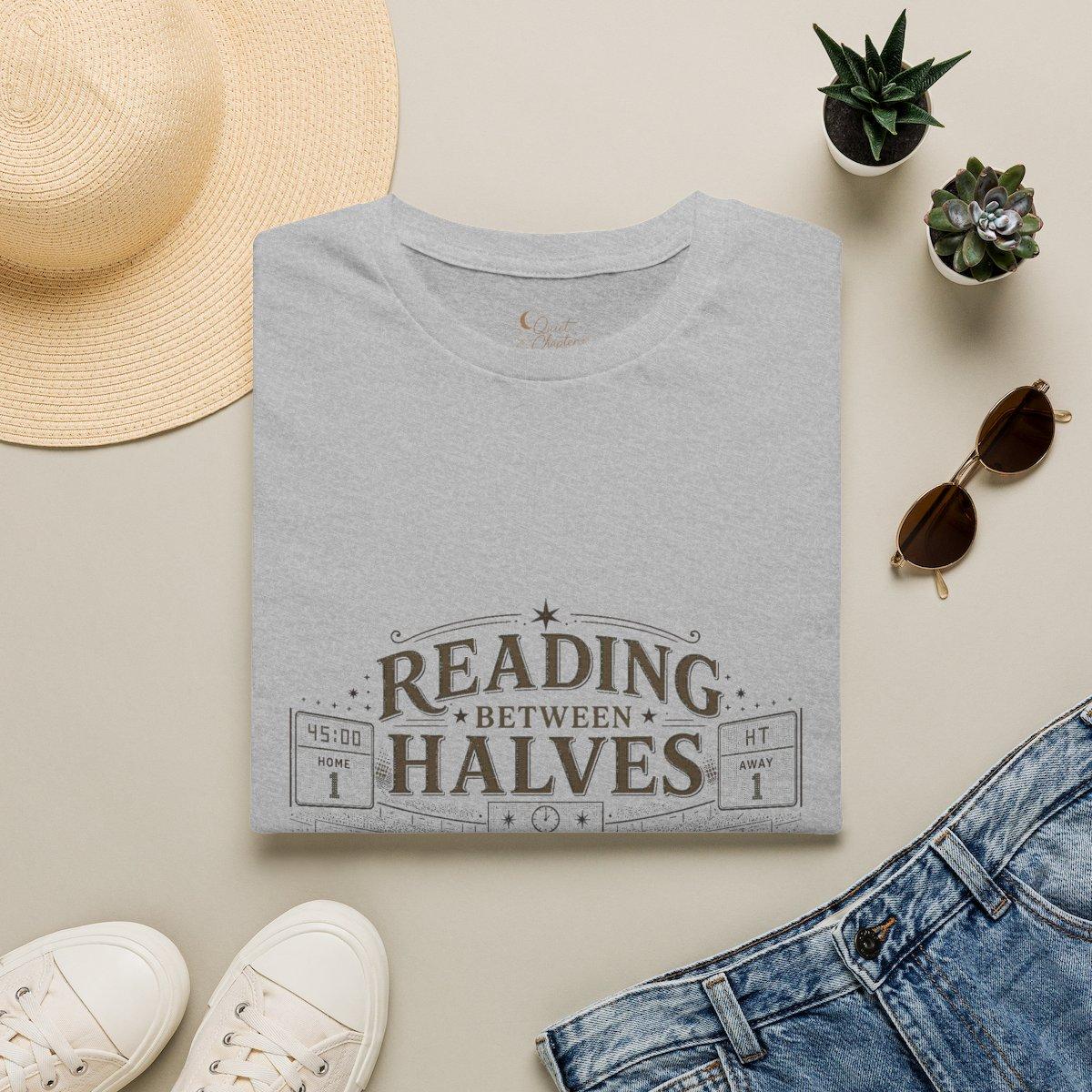 Reading Between Halves Shirt, Book Lover Football T-Shirt, Halftime Reader Tee, Quiet Chapter Apparel - Sport Grey