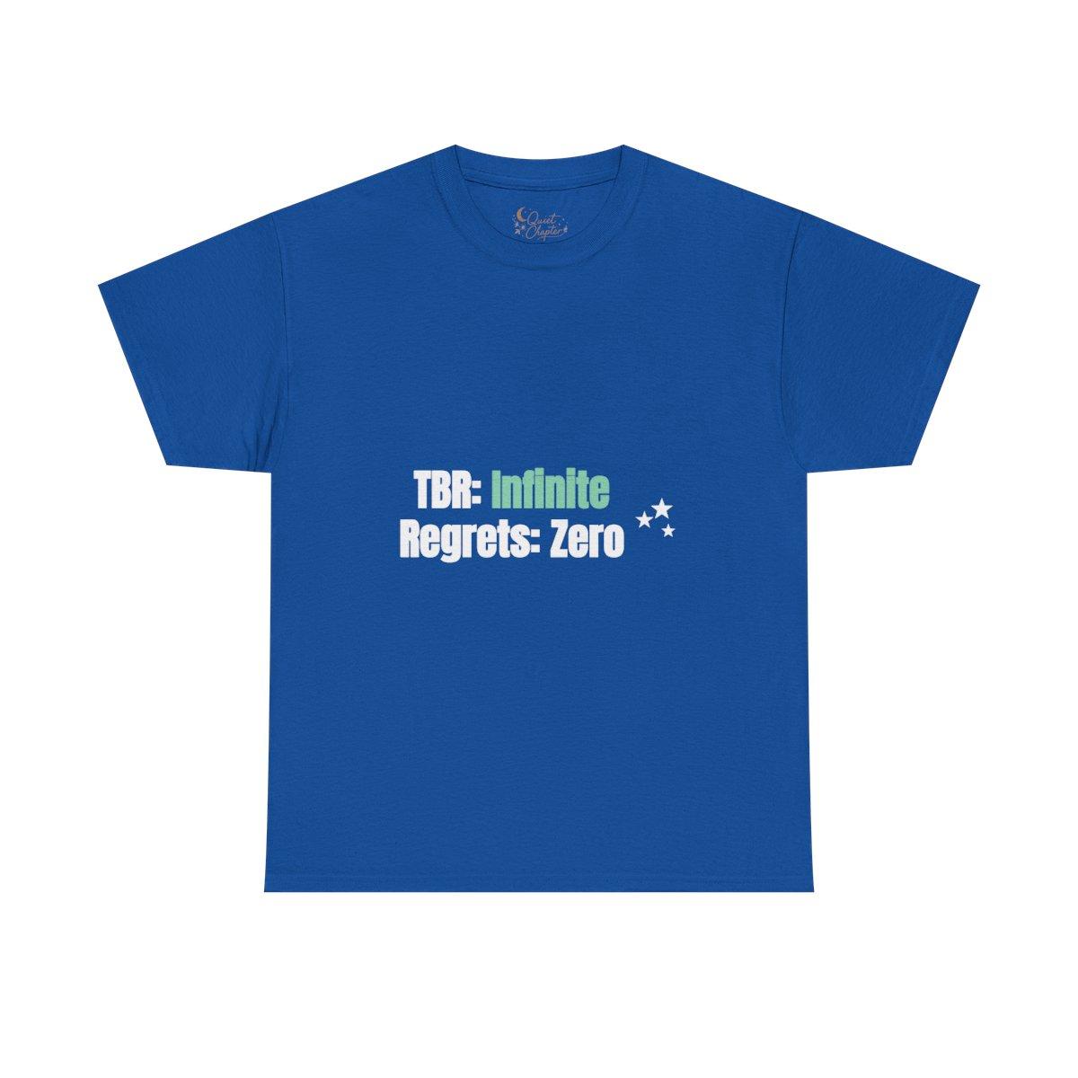 TBR Infinite Regrets Zero Shirt, Funny Book Lover T-Shirt, Reader Gift Tee, Bookish Dark Academia Tee - royal