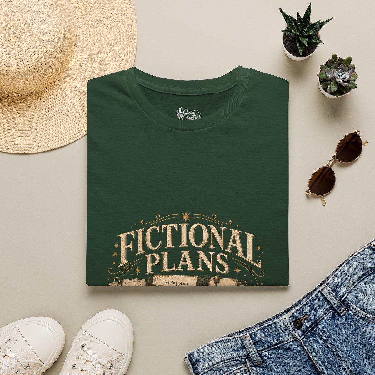 Fictional Plans Shirt, Book Lover T-Shirt, Reader Planning Tee, Book Club Gift for Readers, Quiet Chapter Apparel - Forest Green