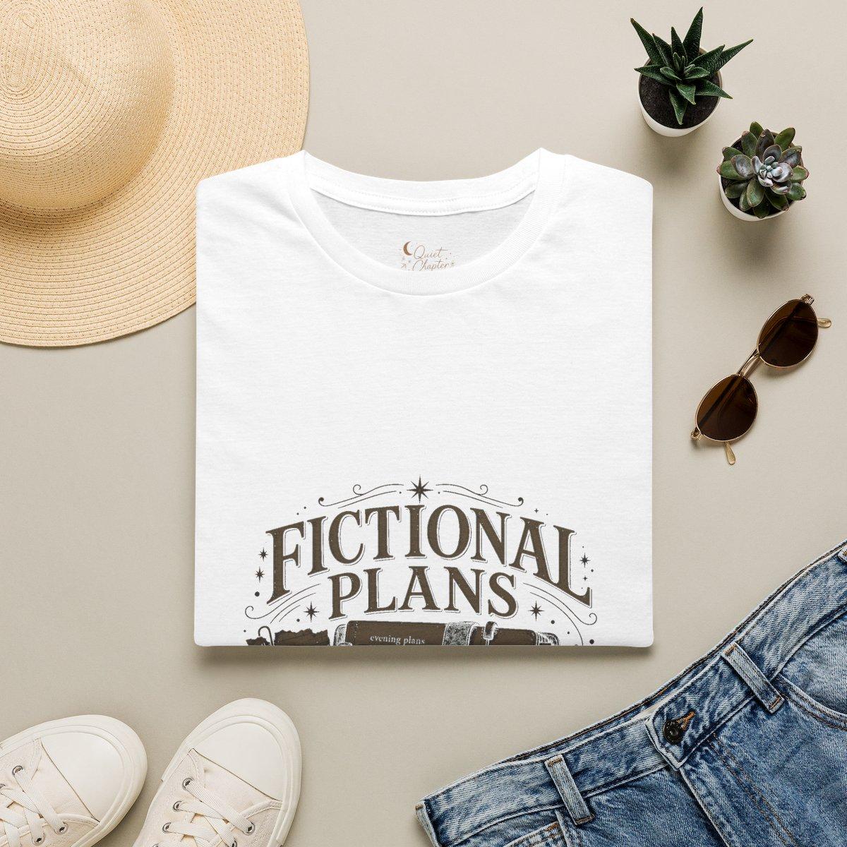 Fictional Plans Shirt, Book Lover T-Shirt, Reader Planning Tee, Book Club Gift for Readers, Quiet Chapter Apparel - White