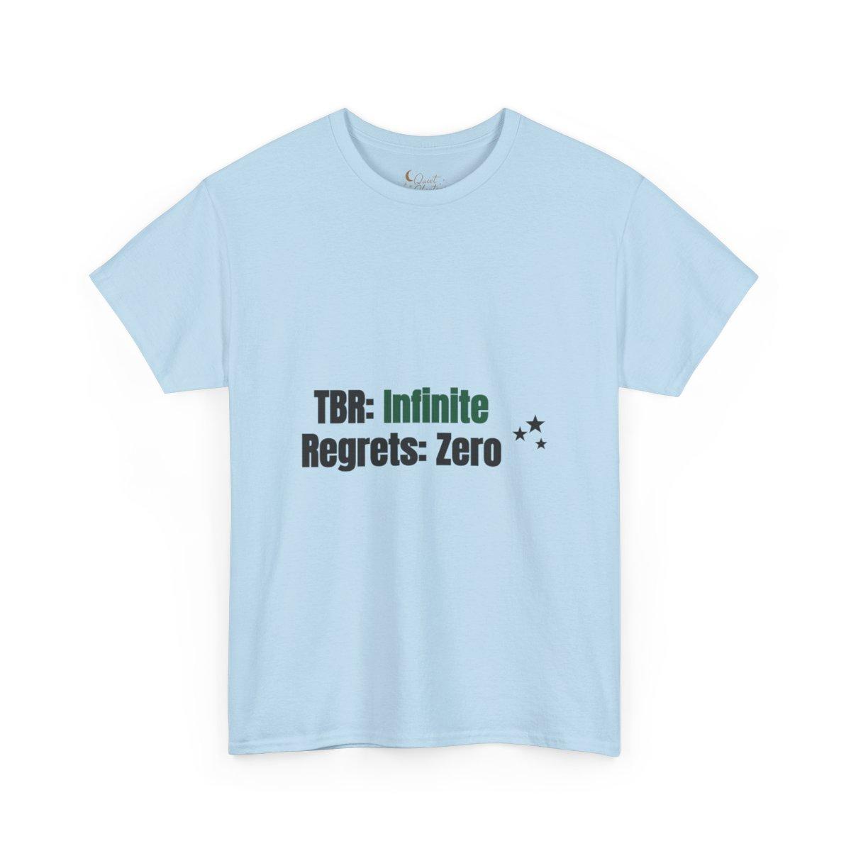 TBR Infinite Regrets Zero Shirt, Funny Book Lover T-Shirt, Reader Gift Tee, Bookish Dark Academia Tee - light blue