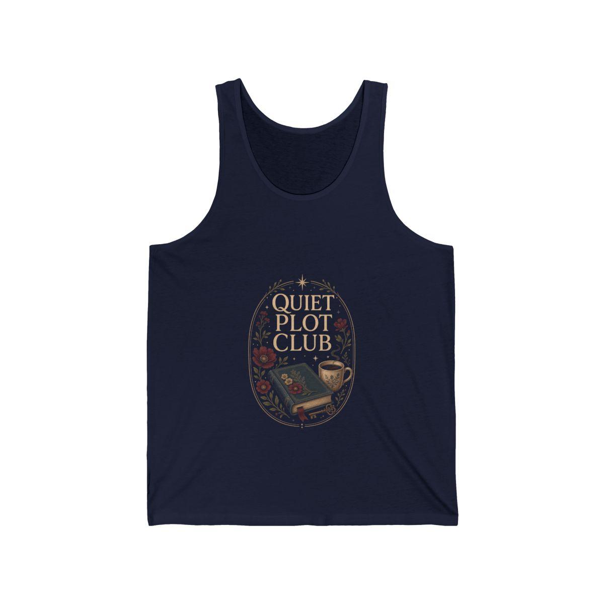 Quiet Plot Club Tank Top, Book Lover Shirt, Cozy Literary Reader Gift, Premium Quiet Chapter Apparel - Navy
