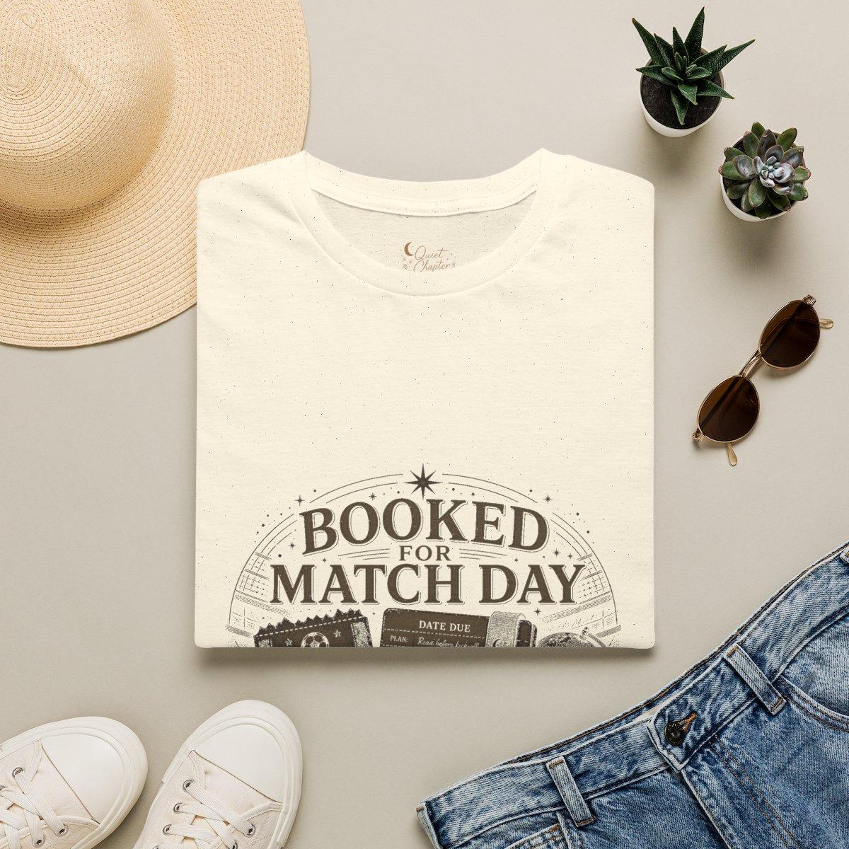 Booked For Match Day Shirt, Book Lover Football T-Shirt, Global Tournament Reader Tee, Quiet Chapter Apparel - Natural