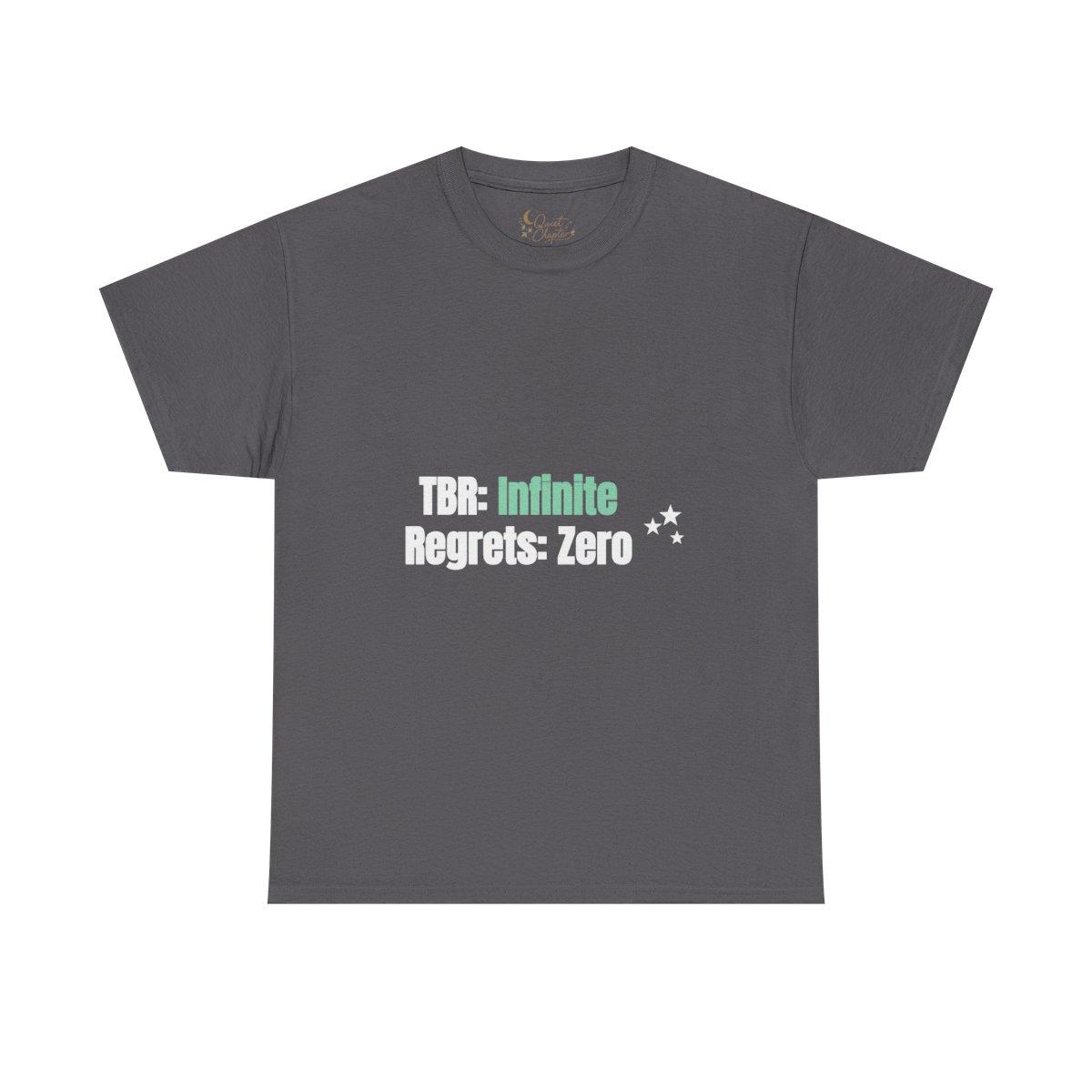 TBR Infinite Regrets Zero Shirt, Funny Book Lover T-Shirt, Reader Gift Tee, Bookish Dark Academia Tee - charcoal