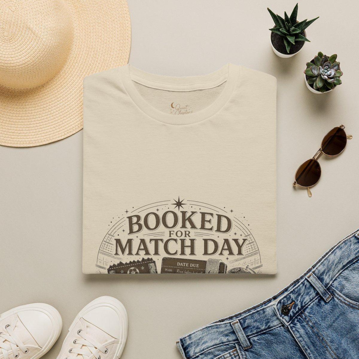 Booked For Match Day Shirt, Book Lover Football T-Shirt, Global Tournament Reader Tee, Quiet Chapter Apparel - Sand