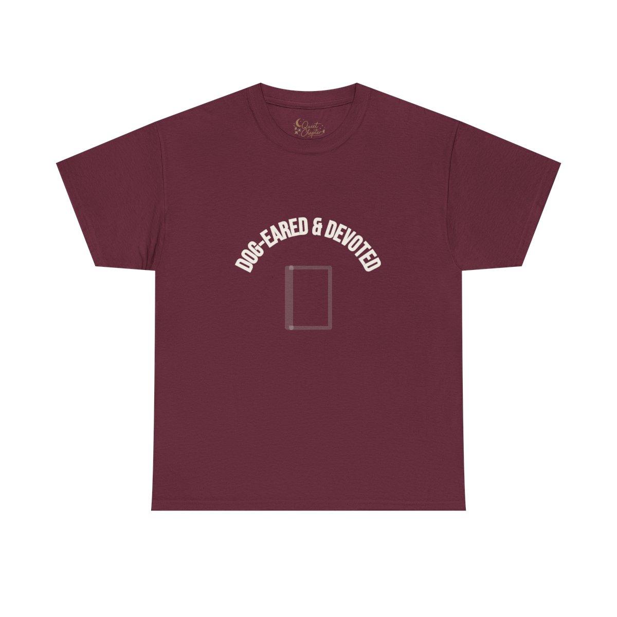 Dog Eared and Devoted Shirt, Book Lover T-Shirt, Bookish Tee, Reader Gift, BookTok Shirt, Literary Girl Tee, Charcoal Reading Shirt - maroon