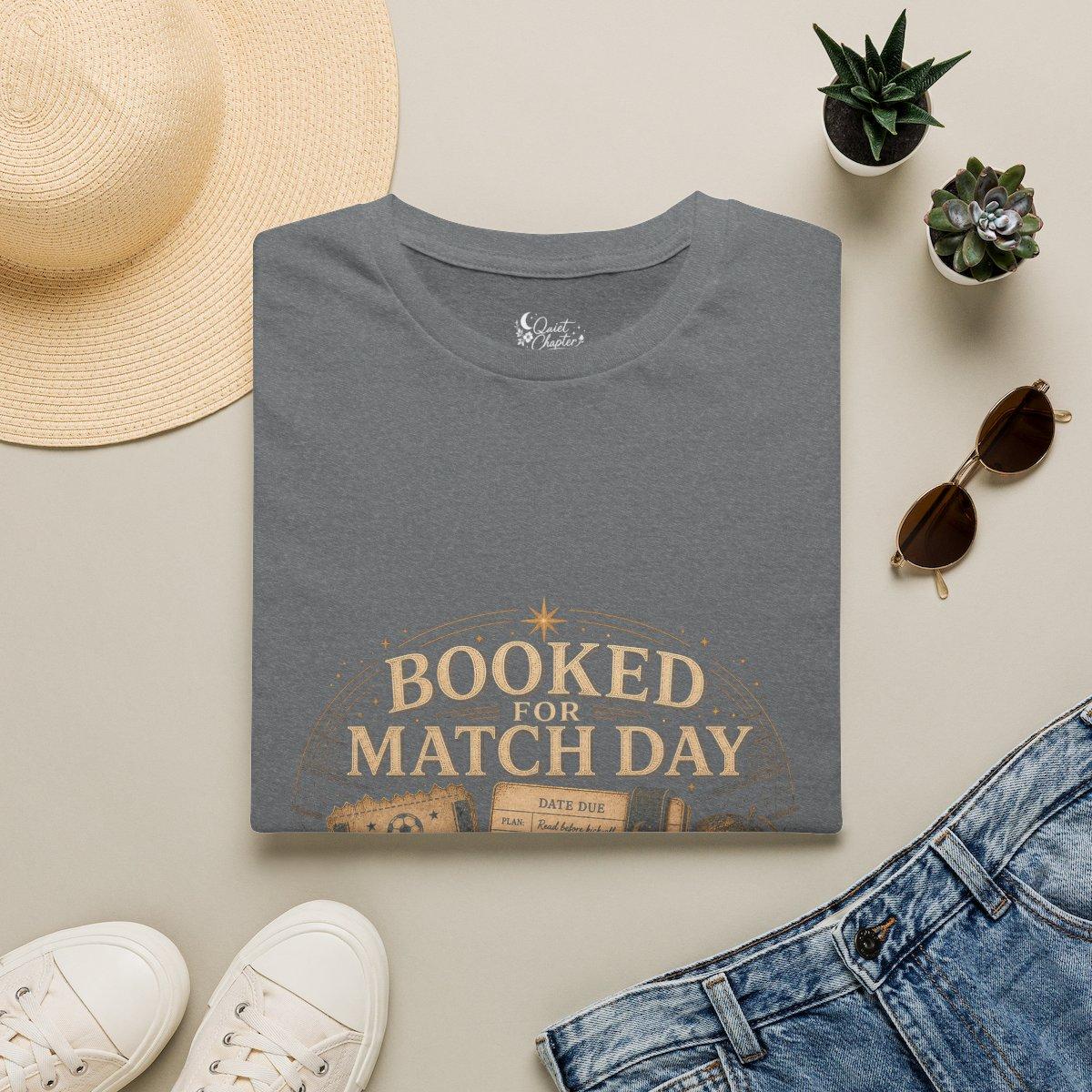 Booked For Match Day Shirt, Book Lover Football T-Shirt, Global Tournament Reader Tee, Quiet Chapter Apparel - Graphite Heather