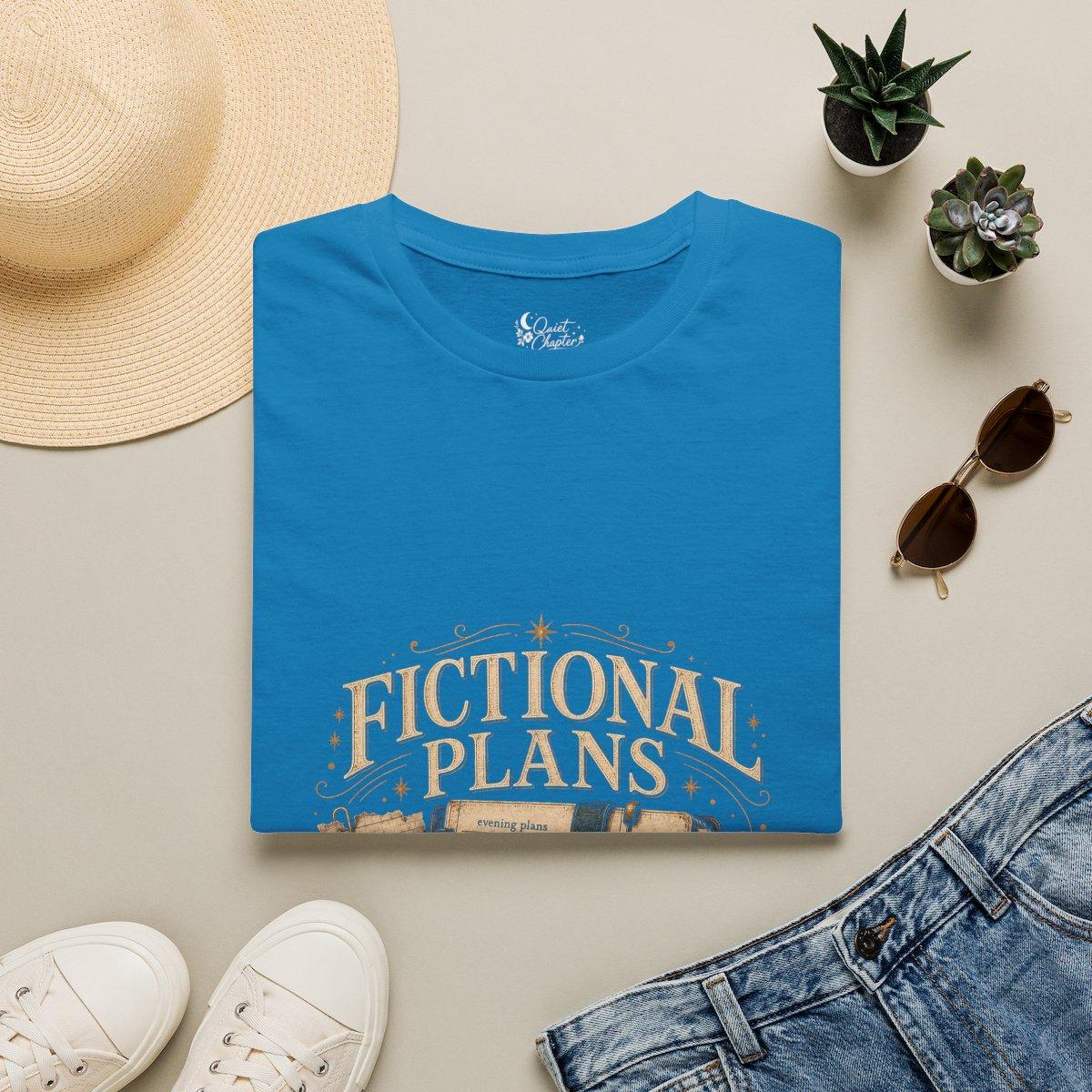 Fictional Plans Shirt, Book Lover T-Shirt, Reader Planning Tee, Book Club Gift for Readers, Quiet Chapter Apparel - Sapphire