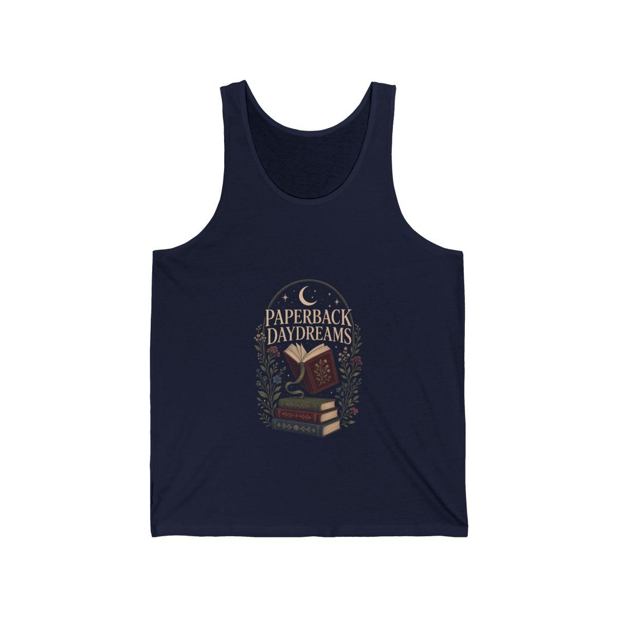 Paperback Daydreams Tank Top, Book Lover Summer Shirt, Cozy Literary Reader Gift, Quiet Chapter Apparel - Navy