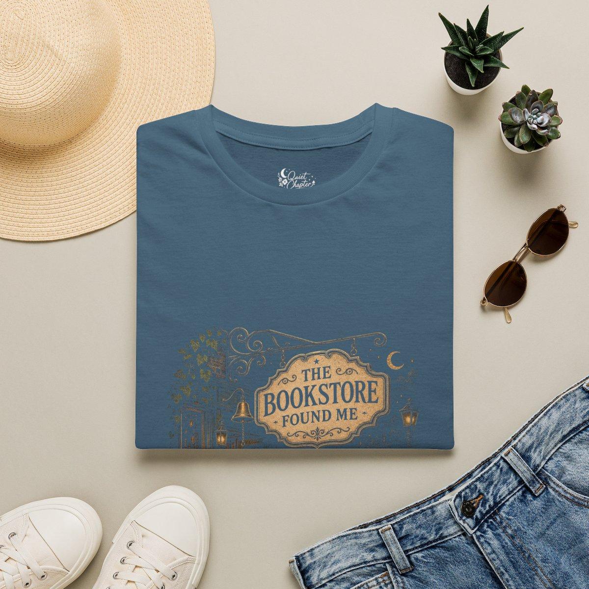 The Bookstore Found Me Shirt, Book Lover T-Shirt, Literary Reader Tee, Bookstore Gift for Readers, Quiet Chapter Apparel - Indigo Blue