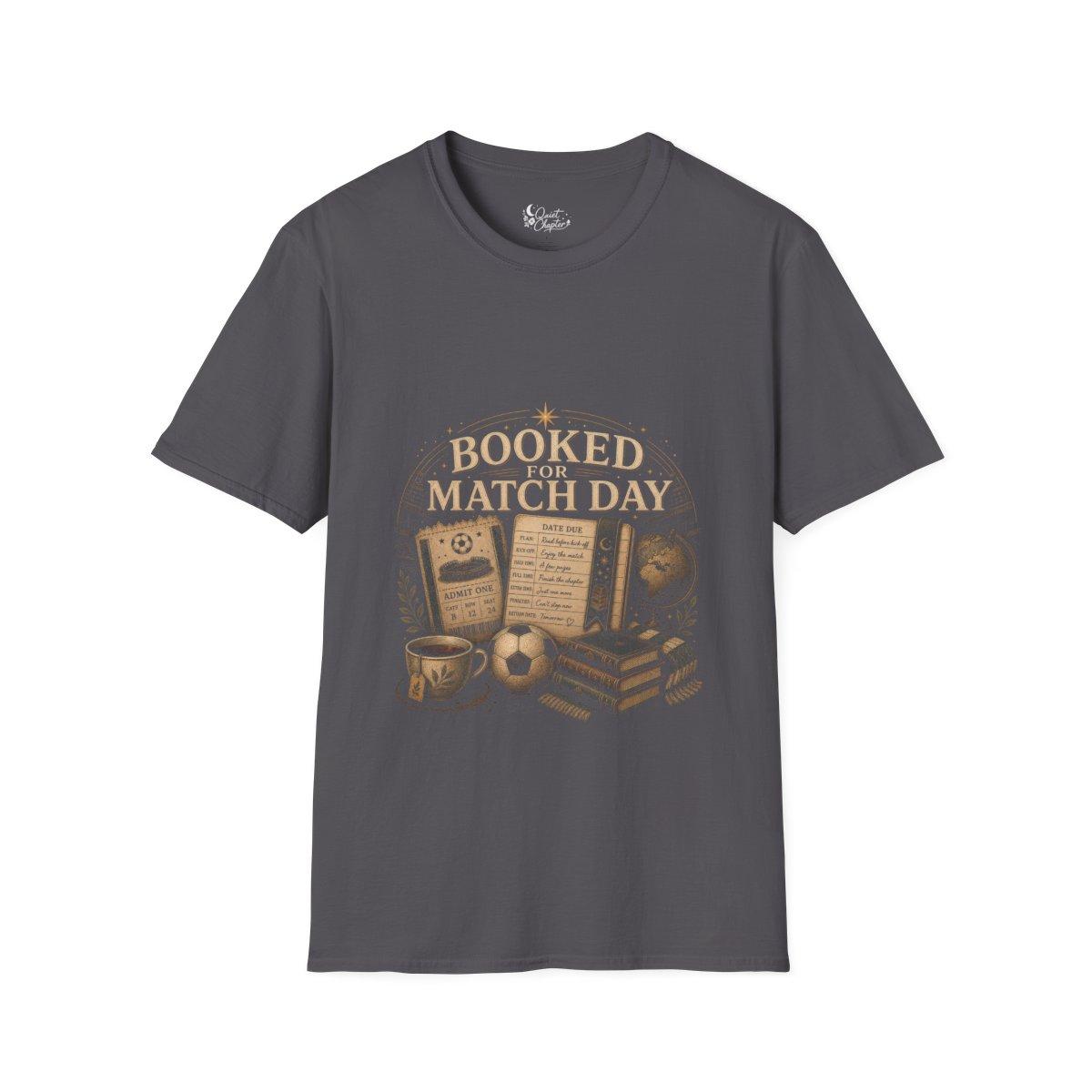 Booked For Match Day Shirt, Book Lover Football T-Shirt, Global Tournament Reader Tee, Quiet Chapter Apparel - Charcoal