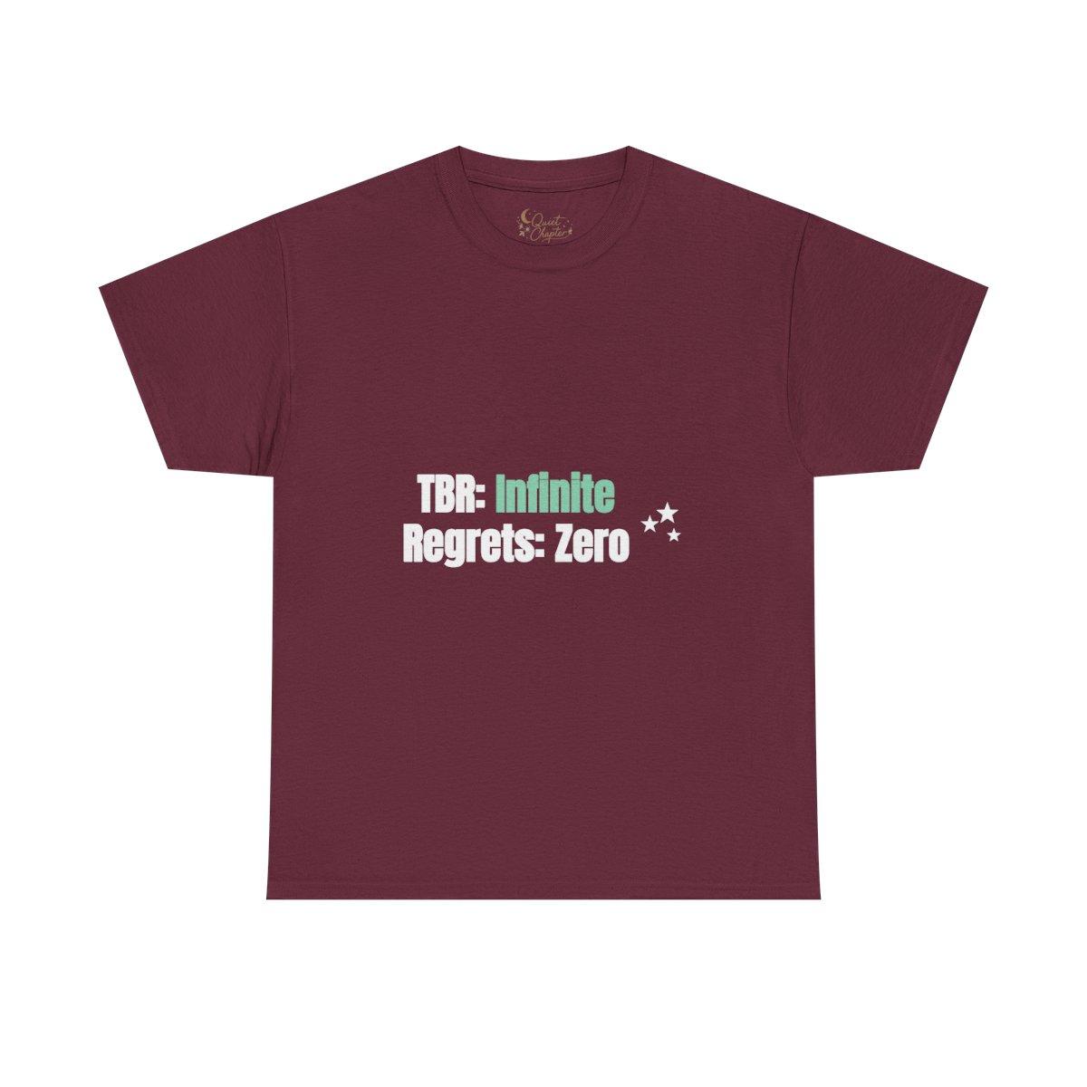 TBR Infinite Regrets Zero Shirt, Funny Book Lover T-Shirt, Reader Gift Tee, Bookish Dark Academia Tee - maroon