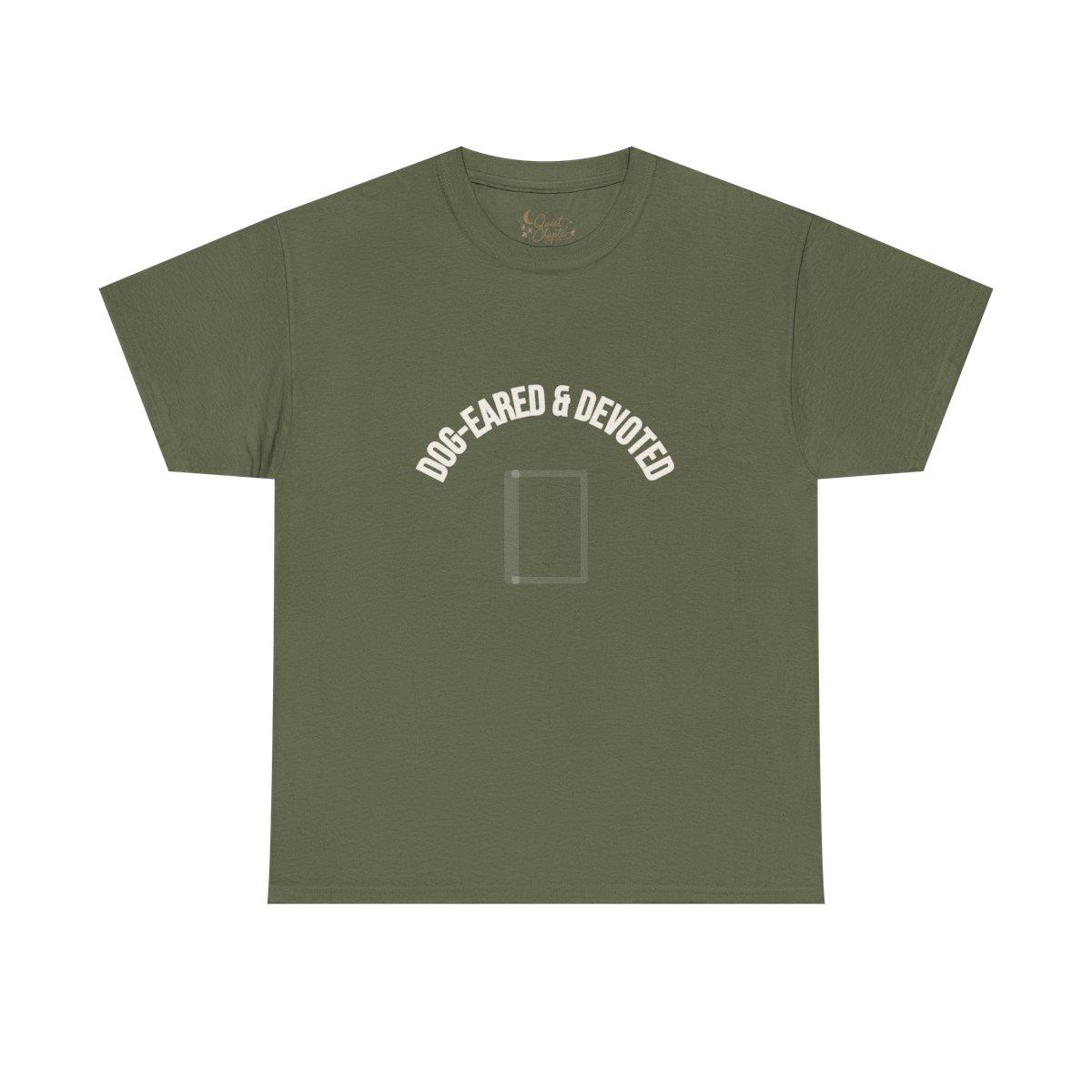 Dog Eared and Devoted Shirt, Book Lover T-Shirt, Bookish Tee, Reader Gift, BookTok Shirt, Literary Girl Tee, Charcoal Reading Shirt - military green