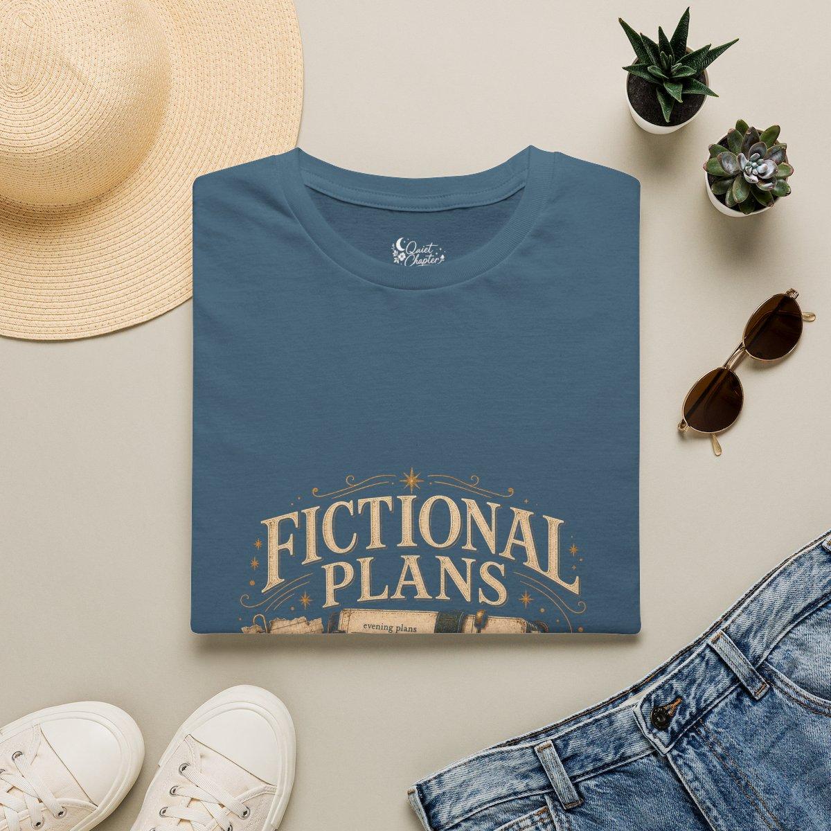 Fictional Plans Shirt, Book Lover T-Shirt, Reader Planning Tee, Book Club Gift for Readers, Quiet Chapter Apparel - Indigo Blue