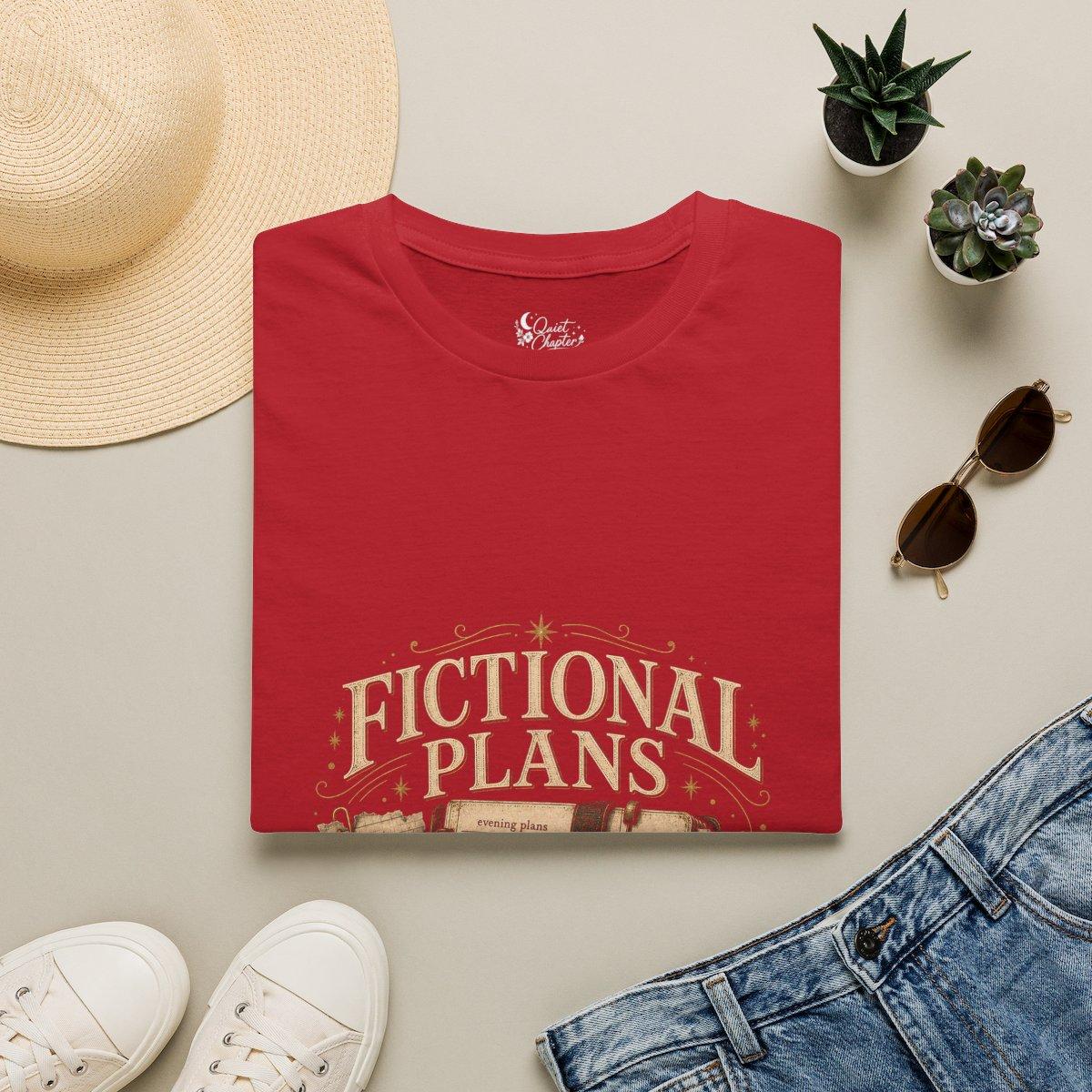 Fictional Plans Shirt, Book Lover T-Shirt, Reader Planning Tee, Book Club Gift for Readers, Quiet Chapter Apparel - Cherry Red