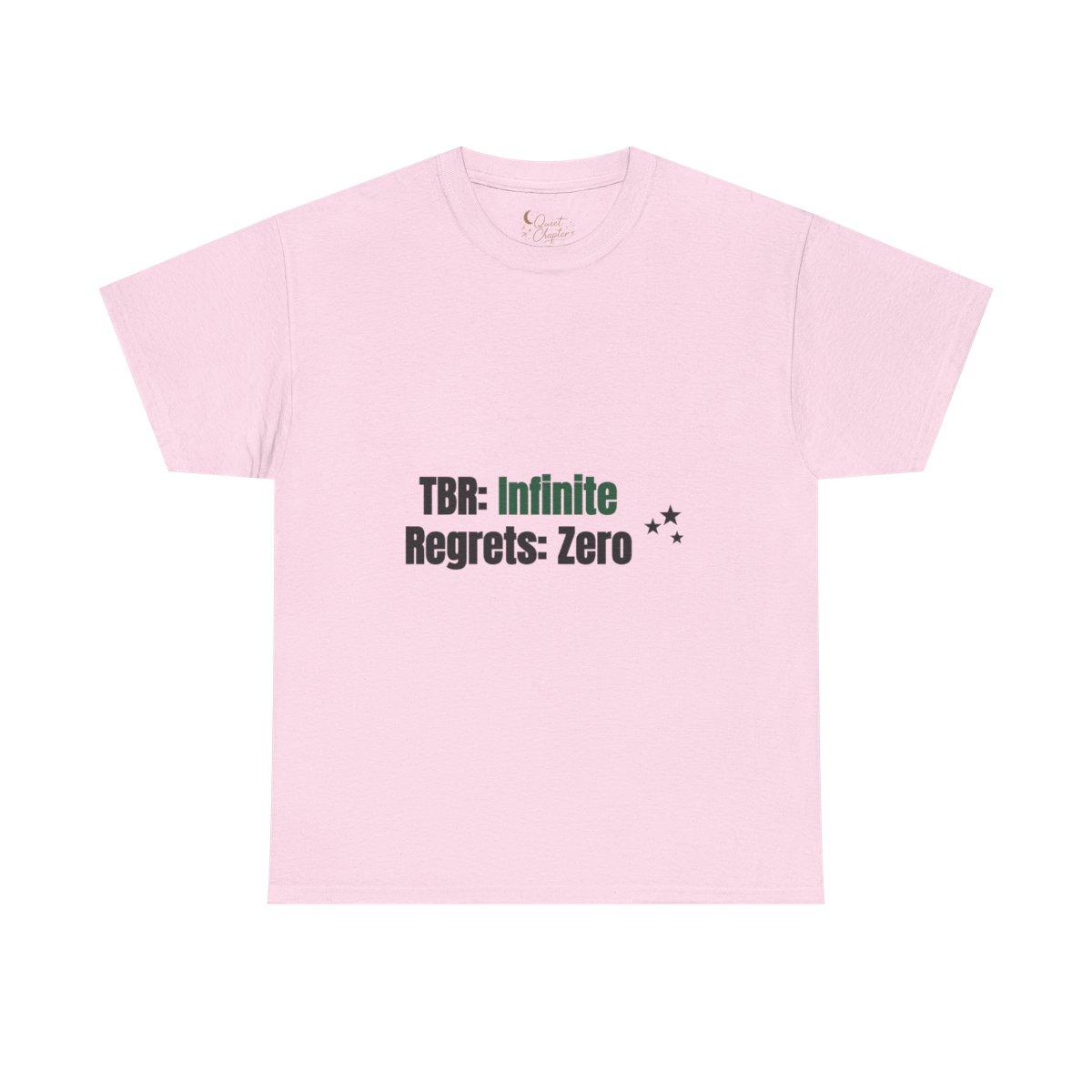 TBR Infinite Regrets Zero Shirt, Funny Book Lover T-Shirt, Reader Gift Tee, Bookish Dark Academia Tee - light pink