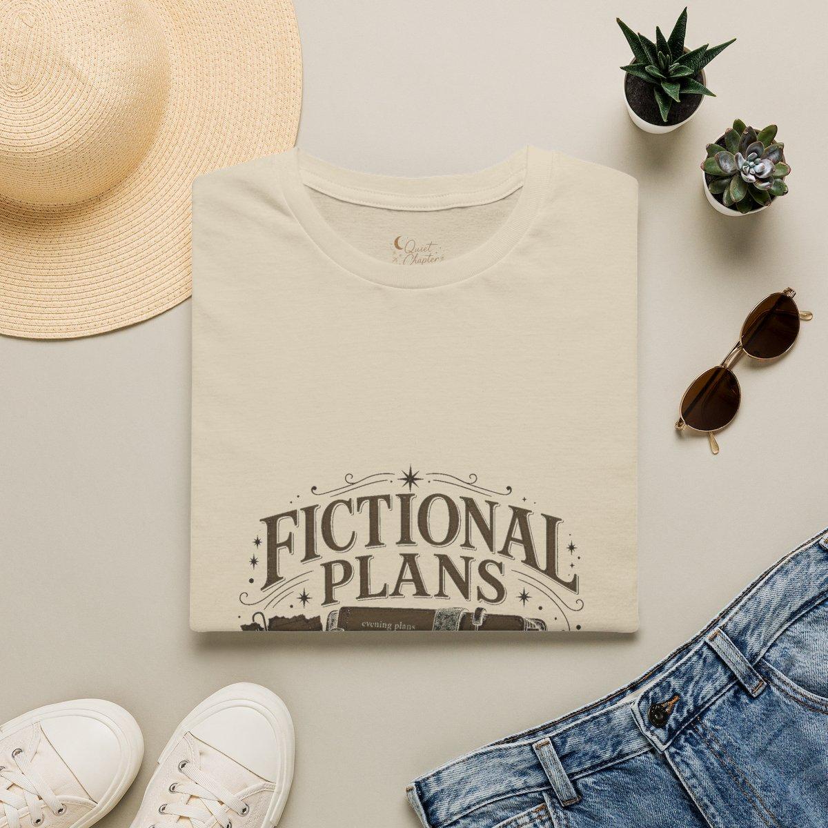 Fictional Plans Shirt, Book Lover T-Shirt, Reader Planning Tee, Book Club Gift for Readers, Quiet Chapter Apparel - Sand