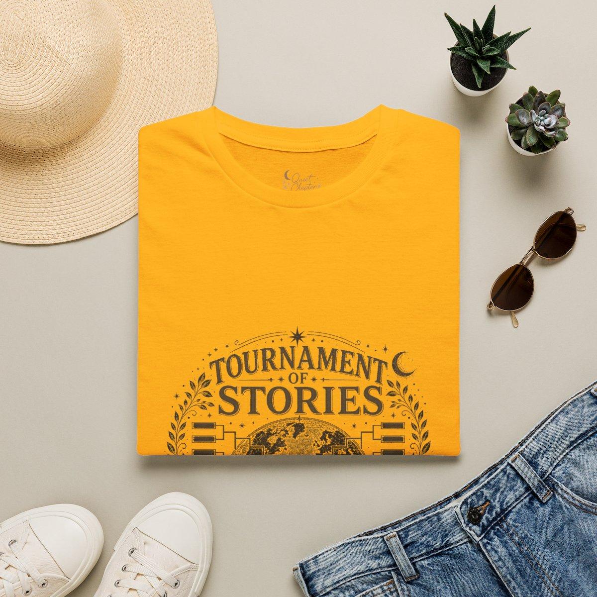 Tournament Of Stories Shirt, Book Lover Football T-Shirt, Global Reader Tournament Tee, Quiet Chapter Apparel - Gold