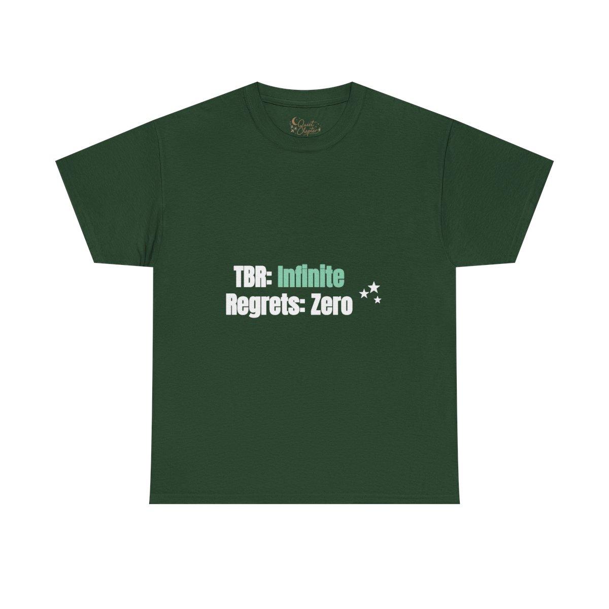 TBR Infinite Regrets Zero Shirt, Funny Book Lover T-Shirt, Reader Gift Tee, Bookish Dark Academia Tee - forest green