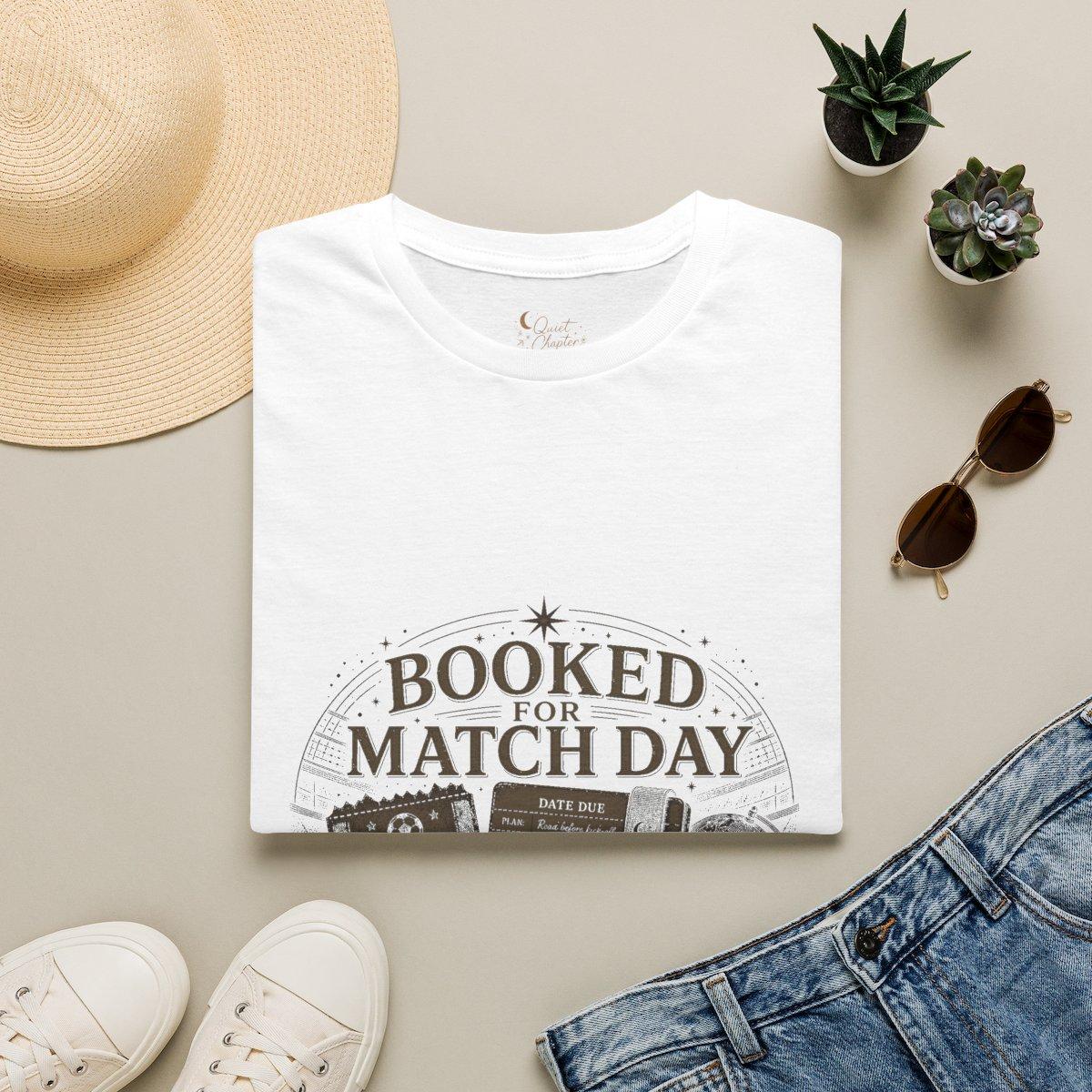 Booked For Match Day Shirt, Book Lover Football T-Shirt, Global Tournament Reader Tee, Quiet Chapter Apparel - White