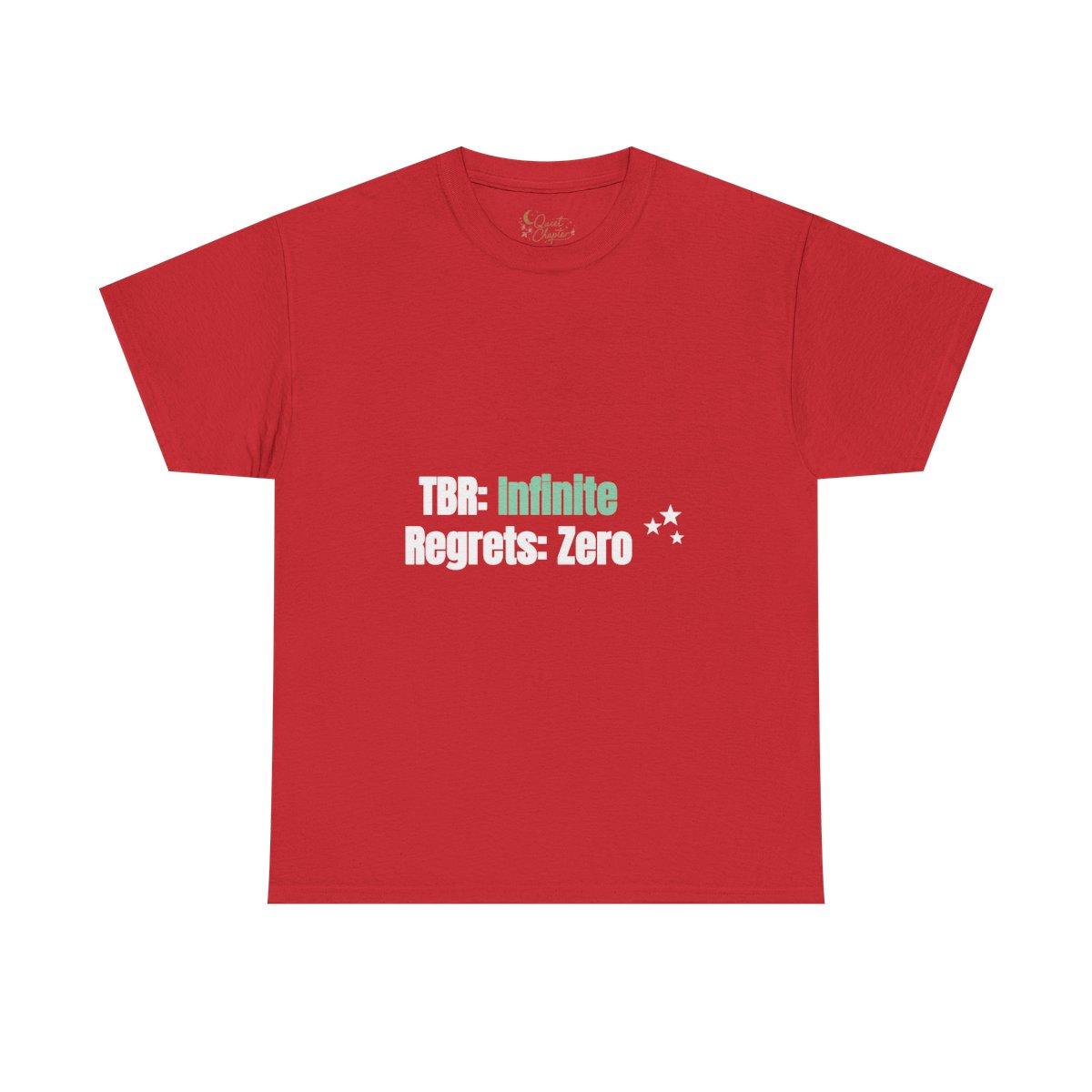 TBR Infinite Regrets Zero Shirt, Funny Book Lover T-Shirt, Reader Gift Tee, Bookish Dark Academia Tee - red